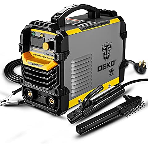 DEKOPRO 110/220V MMA Welder,160A ARC Welder Machine IGBT Digital Display LCD Hot Start Welder with Electrode Holder,Work Clamp, Input Power Adapter Cable and Brush